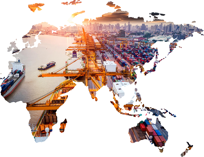 Global shipping network connecting major ports across continents